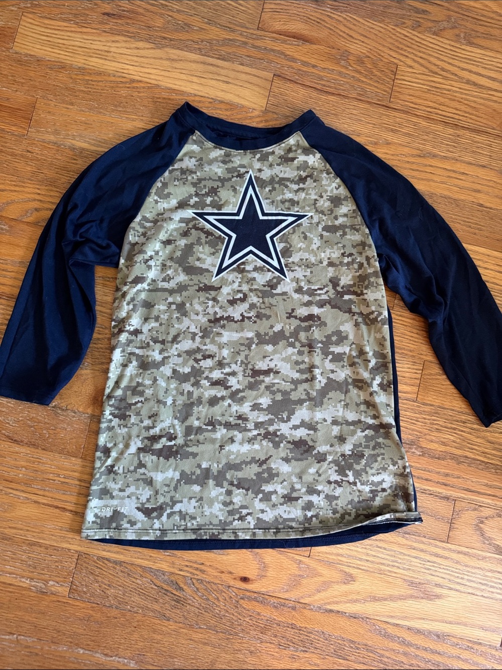 Nike Kids Camo Raglan Tee with Star - Olive & Navy